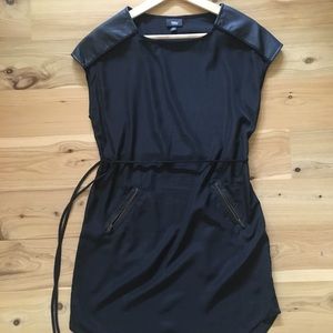 Black dress with leather detail